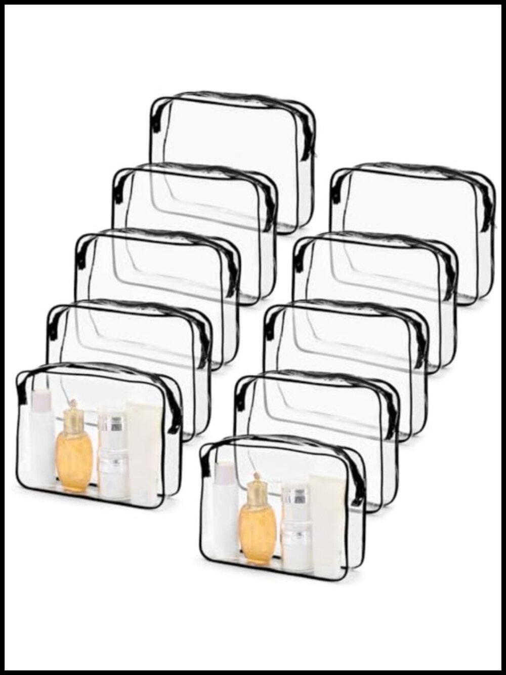 10 Pack Clear PVC Cosmetic Bags TSA Approved Travel Toiletry Organizer